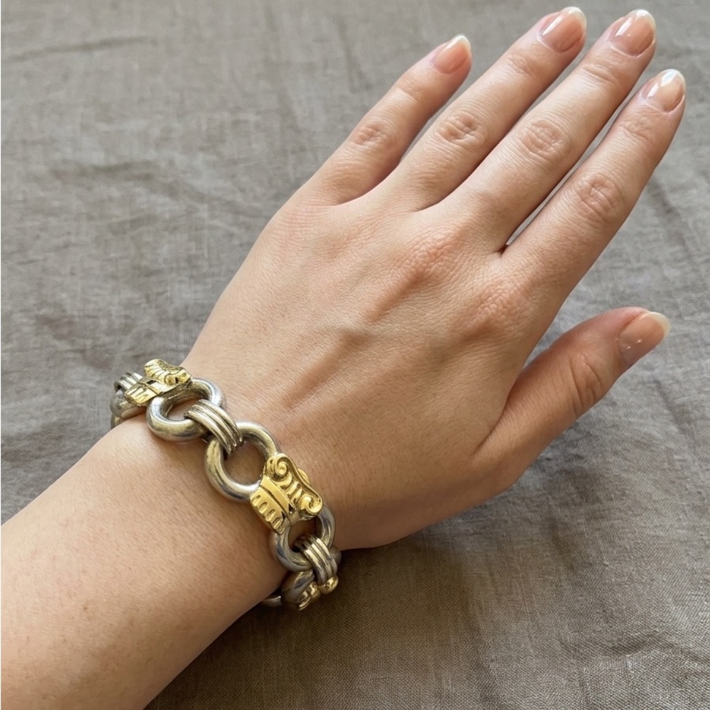 Folli Follie Sterling Silver and Gold bracelet with Greek Ionic column motifs